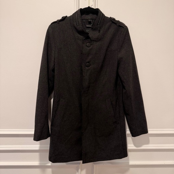 Other - Guess Men's Size XS Charcoal Gray‎ Wool Blend Military Jacket Coat Button Front